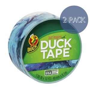 NEW Duck Tape Blue White Marbling 10 Yards 2 Pack Ocean Sky Clouds DYI Craft